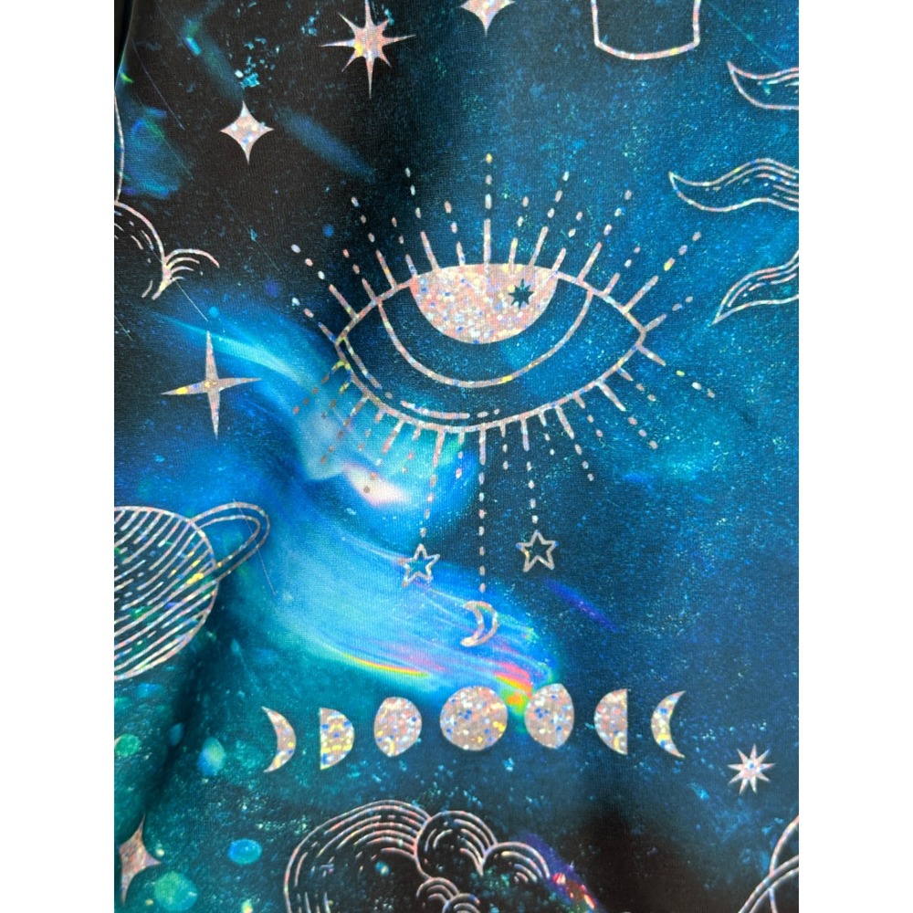 BlackMilk Shortalls Large Blue Galaxy Celestial Evil Eye Moon Phase Overalls - Picture 5 of 7